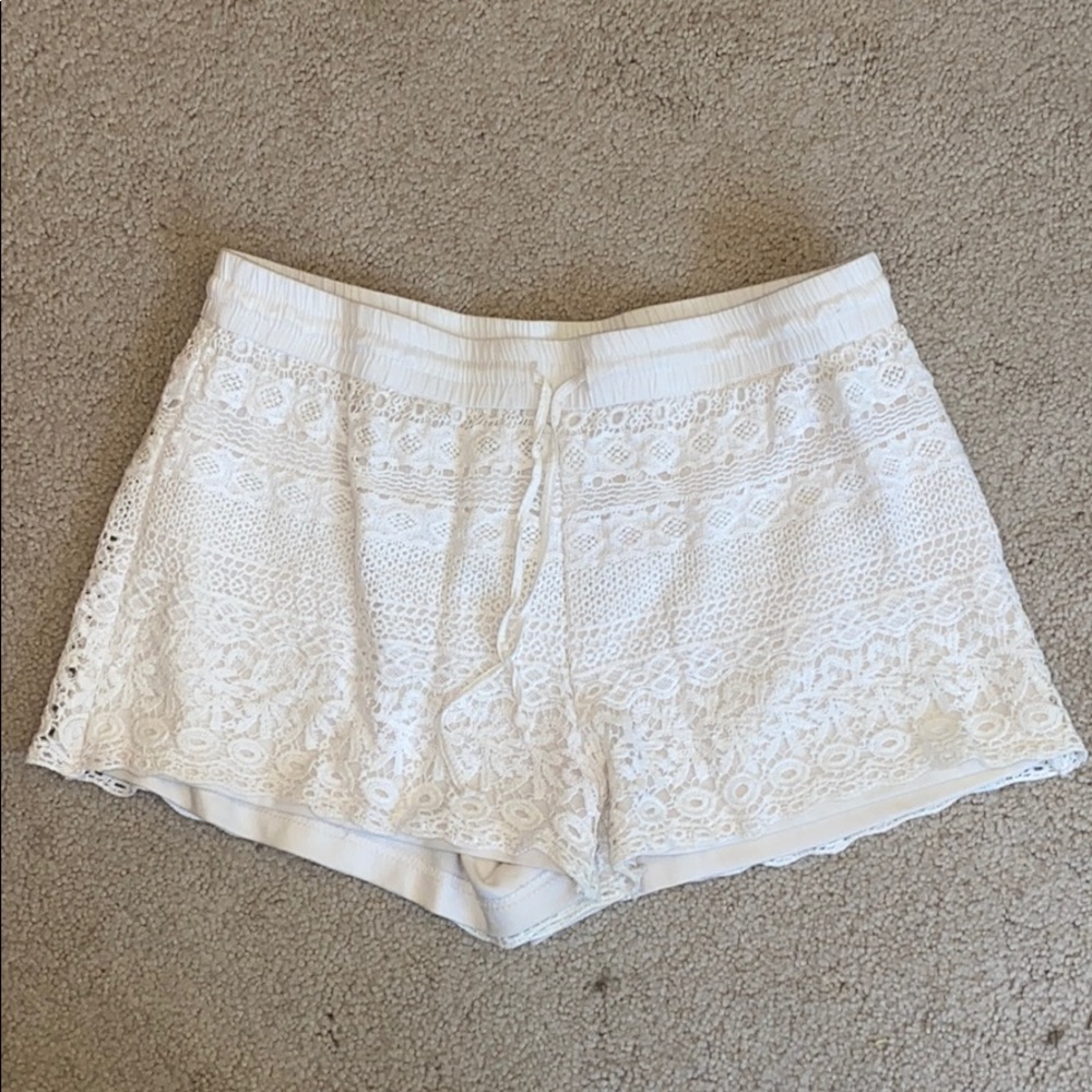 White crochet shorts